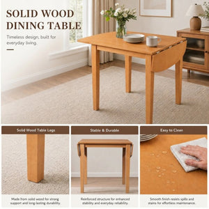 English Elm 3-Piece Rubberwood Drop Leaf Dining Set Extendable Table Upholstered Chairs for Apartments Natural N842S000824N