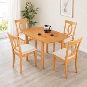 English Elm 3-Piece Rubberwood Drop Leaf Dining Set Extendable Table Upholstered Chairs for Apartments Natural N842S000824N