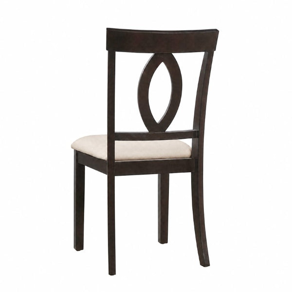 English Elm Wooden Rubberwood Dining Chair Set of 4 with Padded Seat and Cutout Backrest Detail N842S000825B
