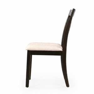 English Elm Wooden Rubberwood Dining Chair Set of 4 with Padded Seat and Cutout Backrest Detail N842S000825B