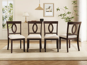 English Elm Wooden Rubberwood Dining Chair Set of 4 with Padded Seat and Cutout Backrest Detail N842S000825B