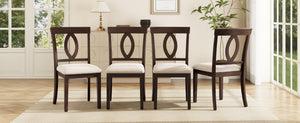 English Elm Wooden Rubberwood Dining Chair Set of 4 with Padded Seat and Cutout Backrest Detail N842S000825B