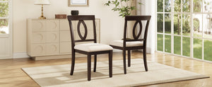 English Elm Wooden Rubberwood Dining Chair Set of 4 with Padded Seat and Cutout Backrest Detail N842S000825B
