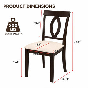 English Elm Wooden Rubberwood Dining Chair Set of 4 with Padded Seat and Cutout Backrest Detail N842S000825B
