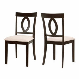 English Elm Wooden Rubberwood Dining Chair Set of 4 with Padded Seat and Cutout Backrest Detail N842S000825B