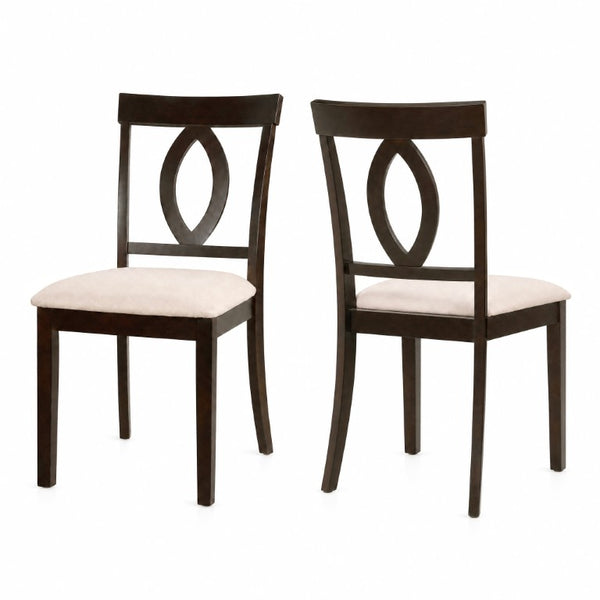 English Elm Wooden Rubberwood Dining Chair Set of 4 with Padded Seat and Cutout Backrest Detail N842S000825B