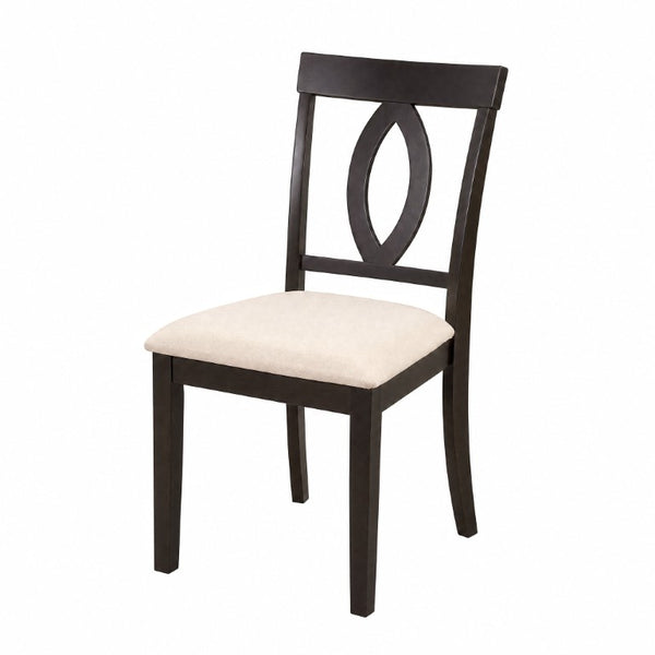 English Elm Wooden Rubberwood Dining Chair Set of 4 with Padded Seat and Cutout Backrest Detail N842S000825B