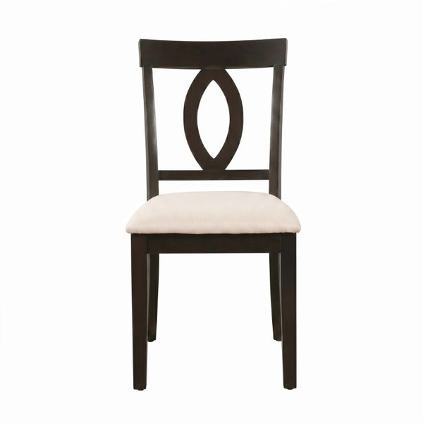 English Elm Wooden Rubberwood Dining Chair Set of 4 with Padded Seat and Cutout Backrest Detail N842S000825B