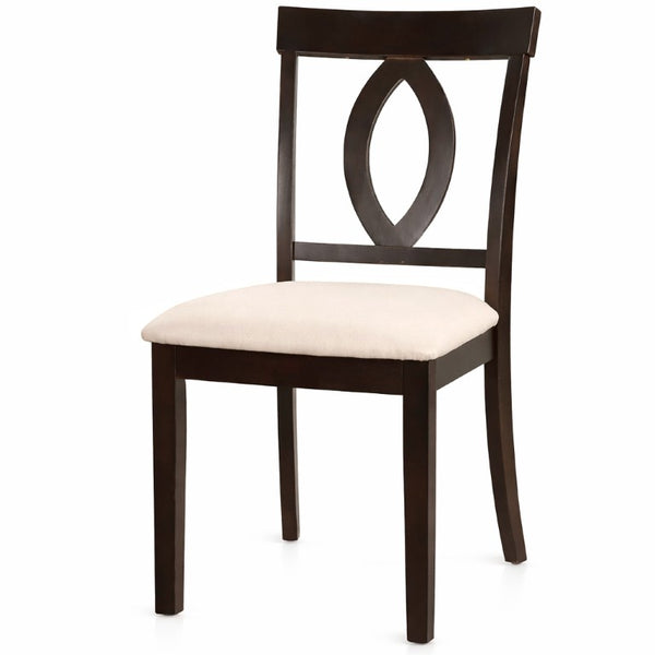 English Elm Wooden Rubberwood Dining Chair Set of 4 with Padded Seat and Cutout Backrest Detail N842S000825B