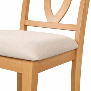 English Elm Wooden Rubberwood Dining Chair Set of 4 with Padded Seat and Oval Cutout Back N842S000825N