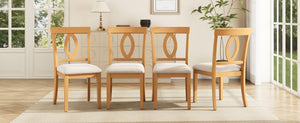 English Elm Wooden Rubberwood Dining Chair Set of 4 with Padded Seat and Oval Cutout Back N842S000825N