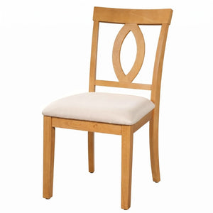 English Elm Wooden Rubberwood Dining Chair Set of 4 with Padded Seat and Oval Cutout Back N842S000825N