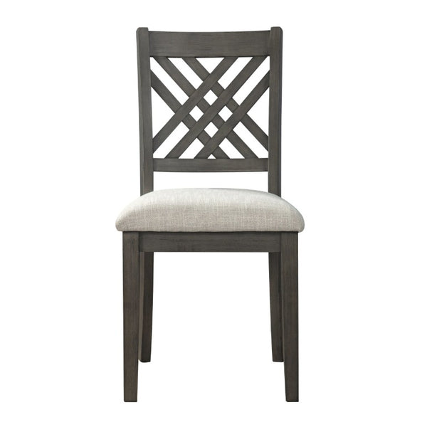 English Elm Dining Set with Cross Back Chairs and Bench Rubberwood Legs Farmhouse Style Seats Six Dark Gray + Beige Cushion Set for 4 N842S200043G