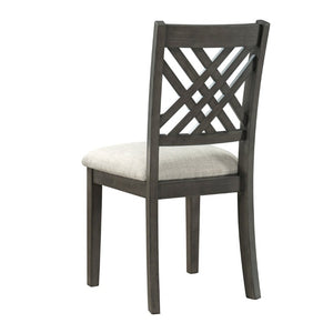 English Elm Dining Set with Cross Back Chairs and Bench Rubberwood Legs Farmhouse Style Seats Six Dark Gray + Beige Cushion Set for 4 N842S200043G