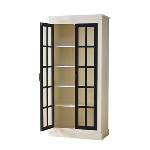 English Elm 71.2'' Farmhouse Freestanding Display Cabinet with Lattice Glass Doors and Five Shelves N845P272501B