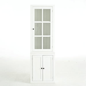 English Elm 75.25'' Farmhouse Pantry Cabinet Lattice Glass Door White Mdf Modular Storage Unit N845P279958W