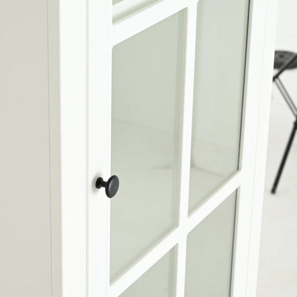 English Elm 75.25'' Farmhouse Pantry Cabinet Lattice Glass Door White Mdf Modular Storage Unit N845P279958W