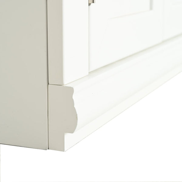 English Elm 75.25'' Farmhouse Pantry Cabinet Lattice Glass Door White Mdf Modular Storage Unit N845P279958W