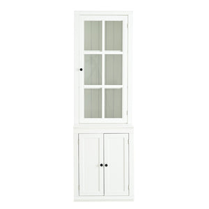 English Elm 75.25'' Farmhouse Pantry Cabinet Lattice Glass Door White Mdf Modular Storage Unit N845P279958W