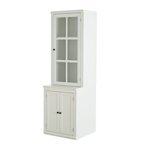 English Elm 75.25'' Farmhouse Pantry Cabinet Lattice Glass Door White Mdf Modular Storage Unit N845P279958W