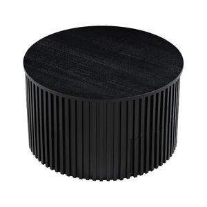 English Elm Vibe Haus Fluted Round Coffee Table with Lift Top Storage for Modern Living Rooms Black N893P459102B