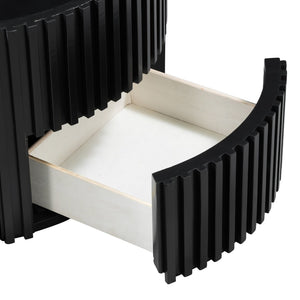 English Elm Vibe Haus Fluted Round Coffee Table with Lift Top Storage for Modern Living Rooms Black N893P459102B