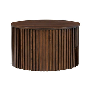 English Elm Vibe Haus Fluted Round Coffee Table with Lift Top Storage for Modern Living Rooms Brown N893P459102D