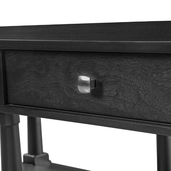 English Elm Vibe Haus Farmhouse Coffee Table Solid Wood Legs Two Drawers Open Shelf Living Room Black N893P473195B