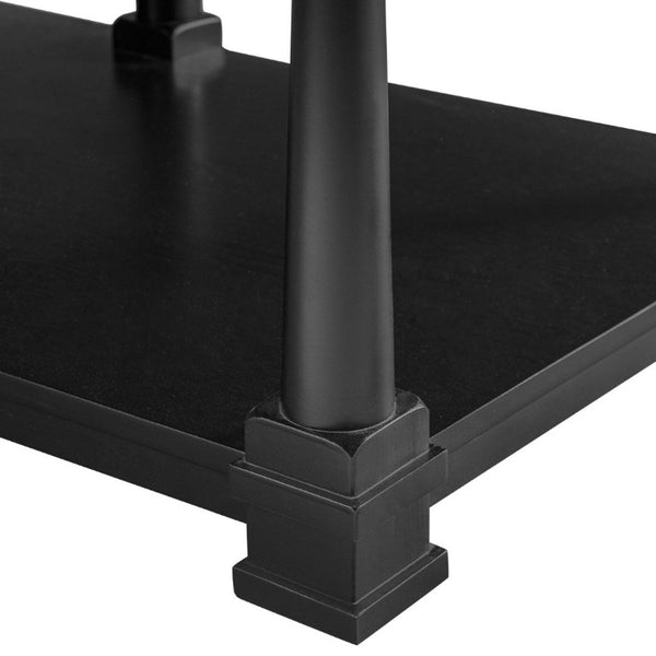 English Elm Vibe Haus Farmhouse Coffee Table Solid Wood Legs Two Drawers Open Shelf Living Room Black N893P473195B