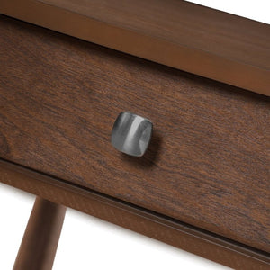 English Elm Vibe Haus Farmhouse Coffee Table Solid Wood Legs Two Drawers Open Shelf Living Room Brown N893P473195D