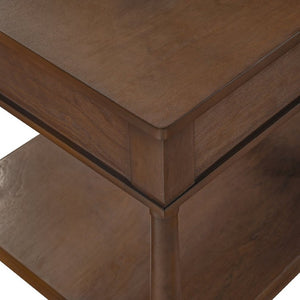 English Elm Vibe Haus Farmhouse Coffee Table Solid Wood Legs Two Drawers Open Shelf Living Room Brown N893P473195D