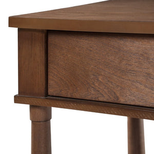 English Elm Vibe Haus Farmhouse Coffee Table Solid Wood Legs Two Drawers Open Shelf Living Room Brown N893P473195D
