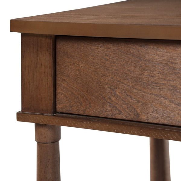 English Elm Vibe Haus Farmhouse Coffee Table Solid Wood Legs Two Drawers Open Shelf Living Room Brown N893P473195D
