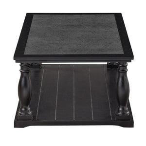 English Elm Vibe Haus Farmhouse Coffee Table Solid Wood Spindle Legs Two Tier Shelf Living Room Black N893P473252B