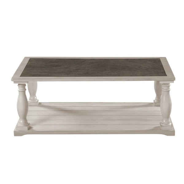 English Elm Vibe Haus Farmhouse Coffee Table Solid Wood Spindle Legs Two Tier Shelf Living Room Brown N893P473252D