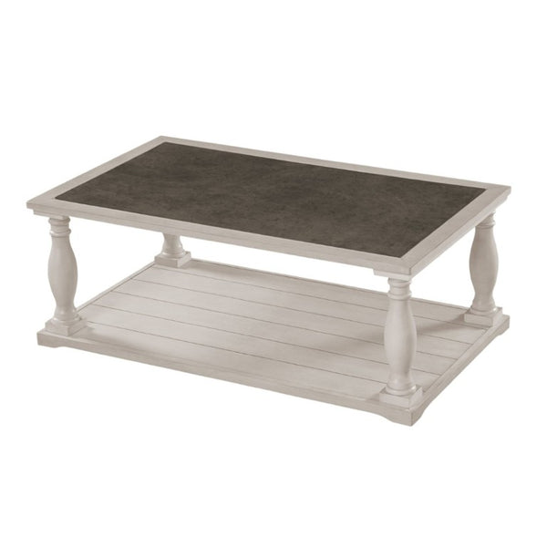 English Elm Vibe Haus Farmhouse Coffee Table Solid Wood Spindle Legs Two Tier Shelf Living Room Brown N893P473252D