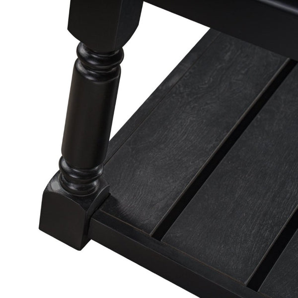 English Elm Vibe Haus Two Tier Farmhouse Coffee Table Spindle Legs Open Shelf Living Room Black N893P473265B