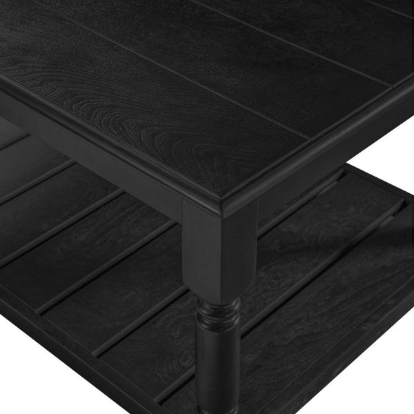 English Elm Vibe Haus Two Tier Farmhouse Coffee Table Spindle Legs Open Shelf Living Room Black N893P473265B