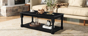English Elm Vibe Haus Two Tier Farmhouse Coffee Table Spindle Legs Open Shelf Living Room Black N893P473265B