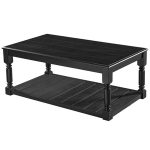 English Elm Vibe Haus Two Tier Farmhouse Coffee Table Spindle Legs Open Shelf Living Room Black N893P473265B