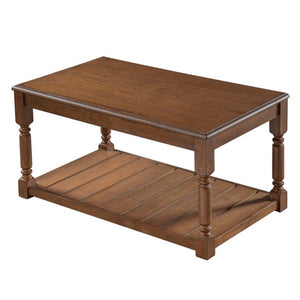 English Elm Vibe Haus Two Tier Farmhouse Coffee Table Spindle Legs Open Shelf Living Room Brown N893P473265D