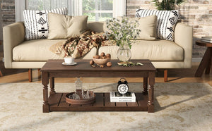 English Elm Vibe Haus Two Tier Farmhouse Coffee Table Spindle Legs Open Shelf Living Room Brown N893P473265D