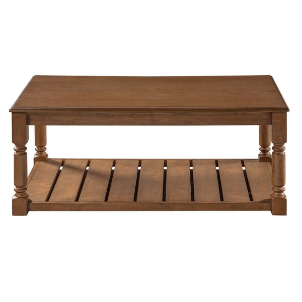 English Elm Vibe Haus Two Tier Farmhouse Coffee Table Spindle Legs Open Shelf Living Room Brown N893P473265D