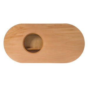 English Elm Vibe Haus Fluted Oval Wood Coffee Table with Glass Inset Two Drawers Living Room Light Brown N893P473269W