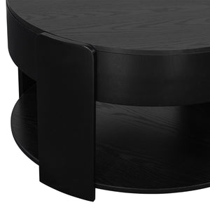 English Elm Vibe Haus Round Lift Top Coffee Table Hidden Storage Wood Grain Mdf Living Room Black N893P500710B
