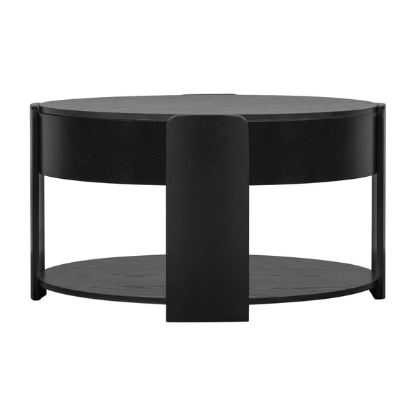 English Elm Vibe Haus Round Lift Top Coffee Table Hidden Storage Wood Grain Mdf Living Room Black N893P500710B