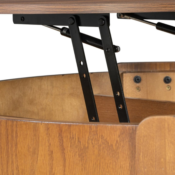 English Elm Vibe Haus Round Lift Top Coffee Table Hidden Storage Wood Grain Mdf Living Room Brown N893P500710D