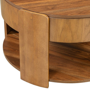 English Elm Vibe Haus Round Lift Top Coffee Table Hidden Storage Wood Grain Mdf Living Room Brown N893P500710D