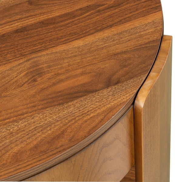 English Elm Vibe Haus Round Lift Top Coffee Table Hidden Storage Wood Grain Mdf Living Room Brown N893P500710D