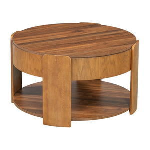 English Elm Vibe Haus Round Lift Top Coffee Table Hidden Storage Wood Grain Mdf Living Room Brown N893P500710D